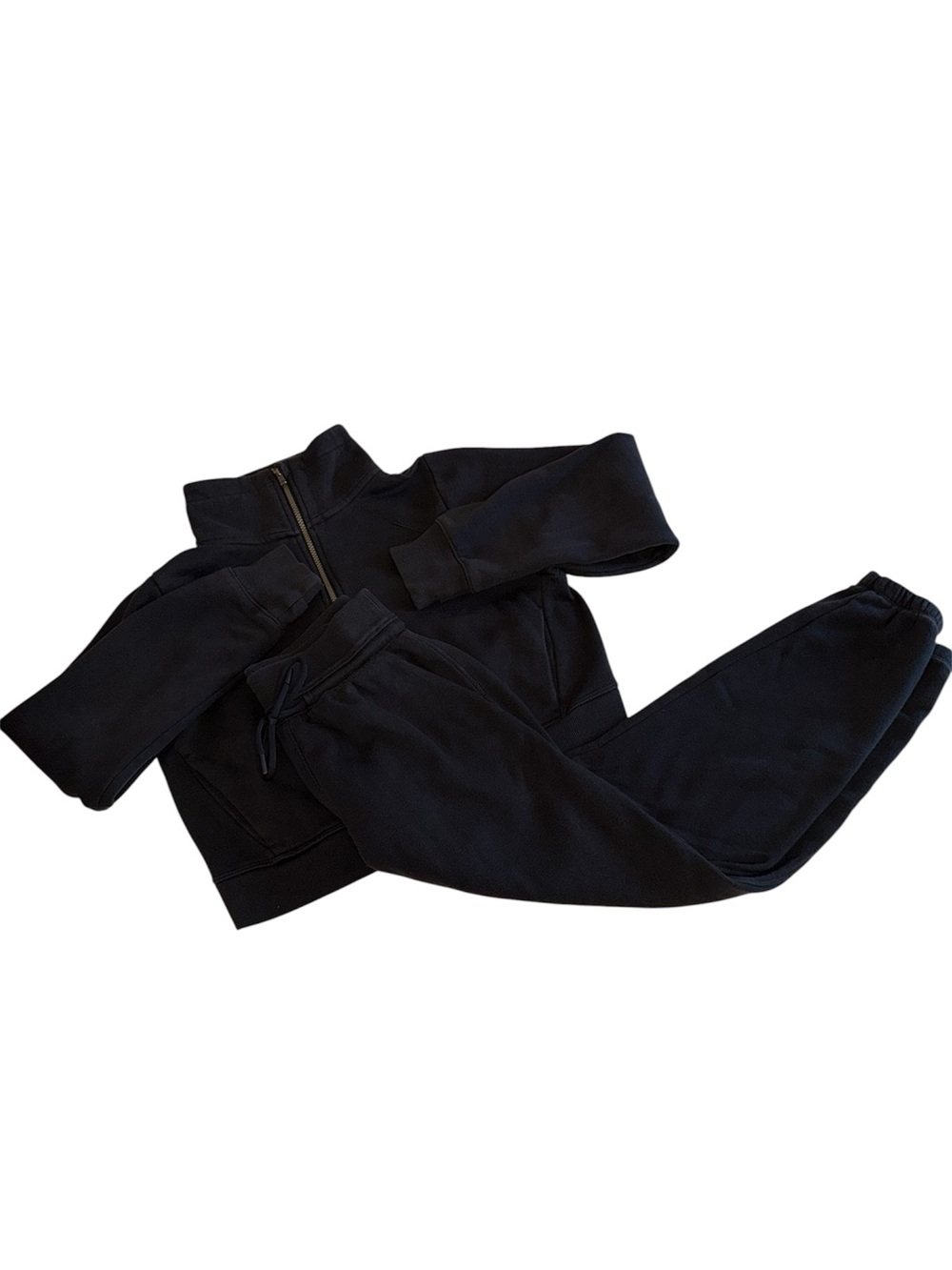 SET all in motion Black Half Zip Pullover Joggers Sweatshirt Sweatpants XS
